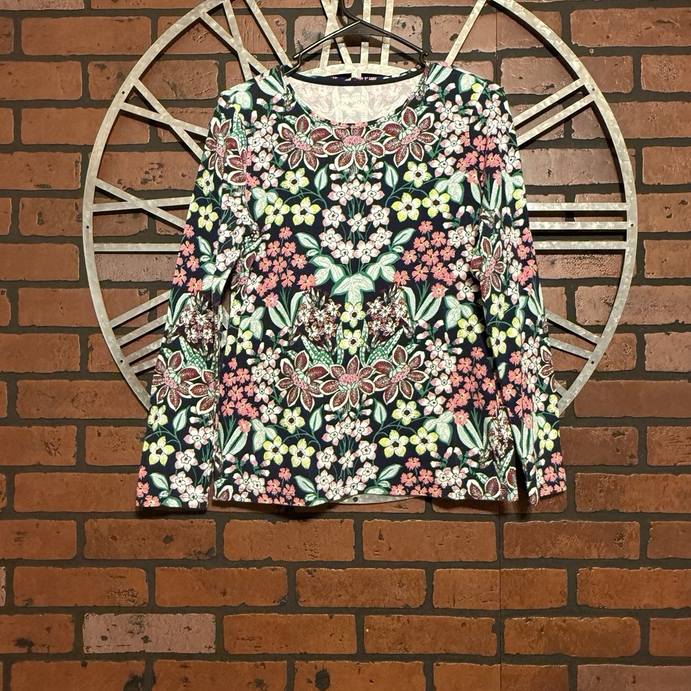 Women's The Talbots Long Sleeve Floral Top Multicolor Size M Petite